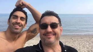 Il campione di nuoto Filippo Magnini e il medico Guido Porcellini