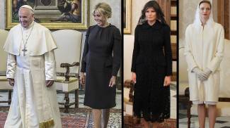 Da sinistra, Papa Francesco, Melania Trump e Charlene di Monaco