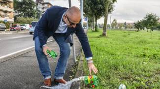 A Firenze, plastica abbandonata nel verde