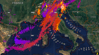 Lightning strikes from 8am on Saturday for 24 hours (from LightningMps.org)