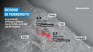 Terremoto a Pesaro Urbino: epicentro a Montefelcino (foto OpenStreetMap contributors)