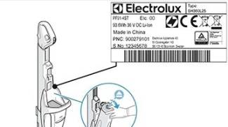 La targhetta di identificazione (dal sito Electrolux)